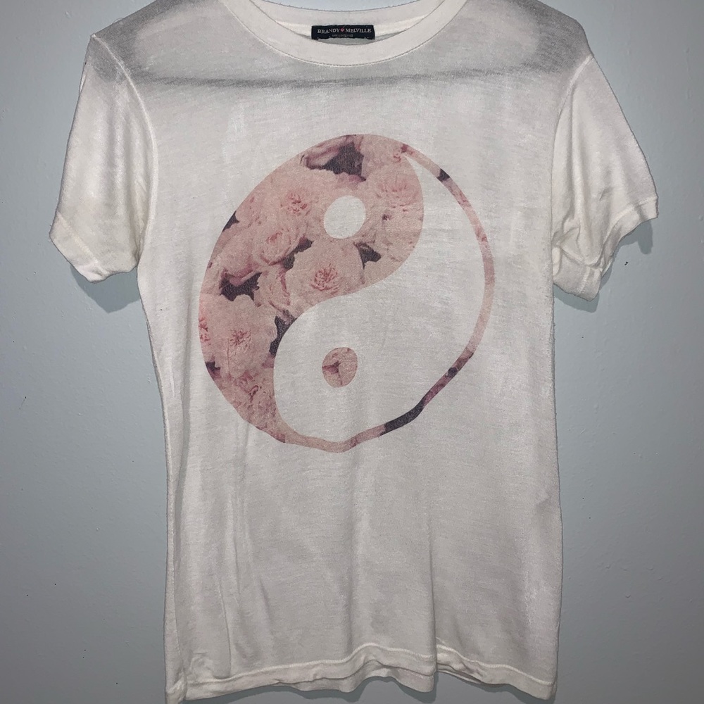 Brandy Melville Floral Ying Yang Tee